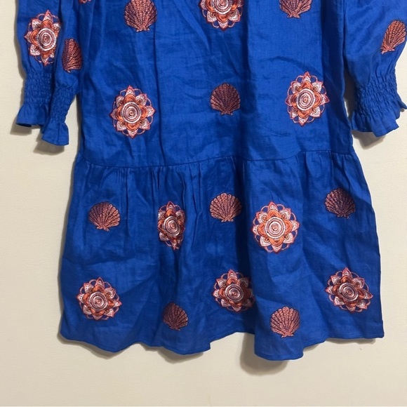 Tyler Boe Bluebell Niki Shell Embroidered Topper with Tassel Ties women’s size S - Picture 9 of 9